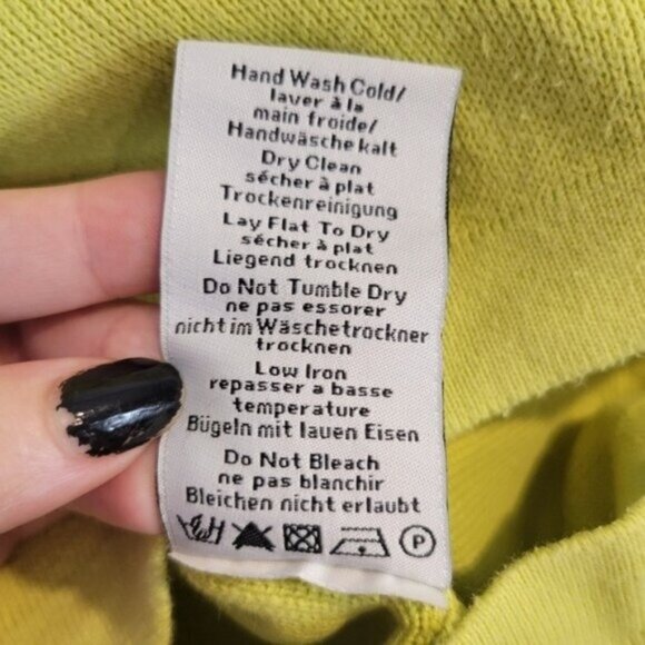 Neve | 100% Cotton 1/4 Quarter Zip Up Pullover Ski Sweater Neon Yellow Green - Picture 6 of 7